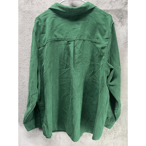 SOLD UNAVAILABLE Woman Within Long Sleeve Shirt Plus 1X Button Up Top Hunter - Picture 4 of 5